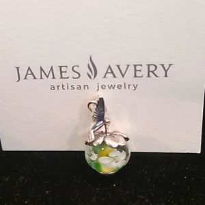 James Avery Sterling Silver Hummingbird Finial Glass Bead